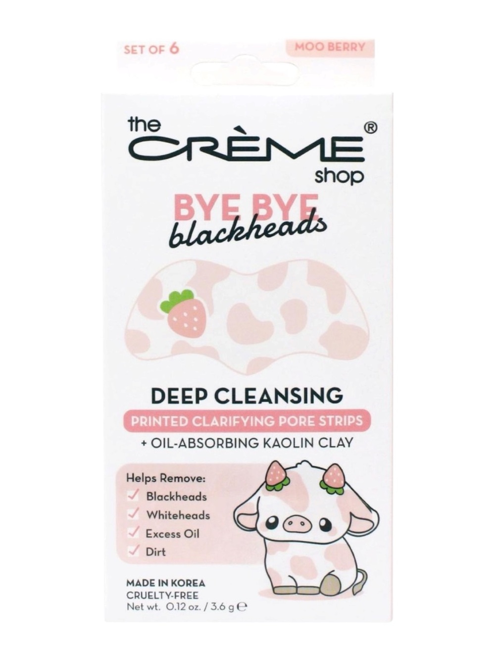 The Crème Shop New Bye Bye Blackheads Moo Berry Pore Strips Set of 6